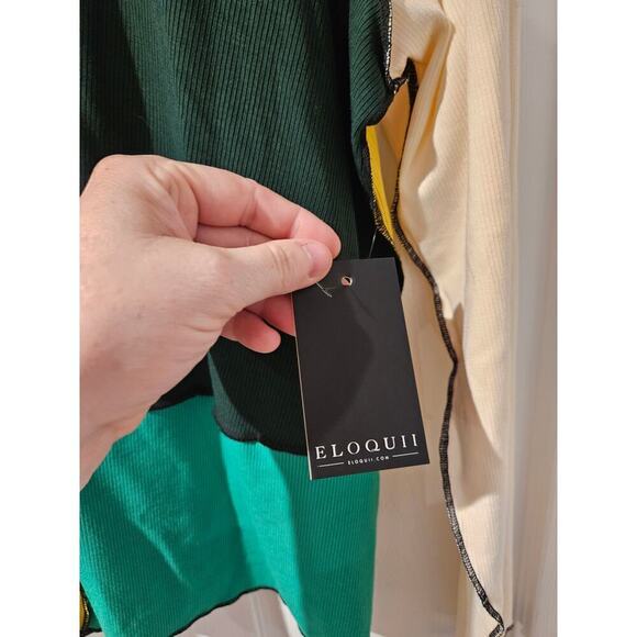 Eloquii‎ Green Yellow Black Patchwork Color Block Top, size 18/20 2X NWT - Picture 4 of 9